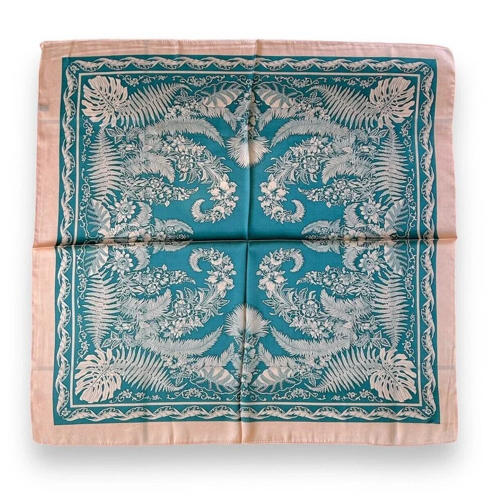 Pink Edges Blue Green Square Scarf 27” X 27” Women Scarve Unisex Paisley